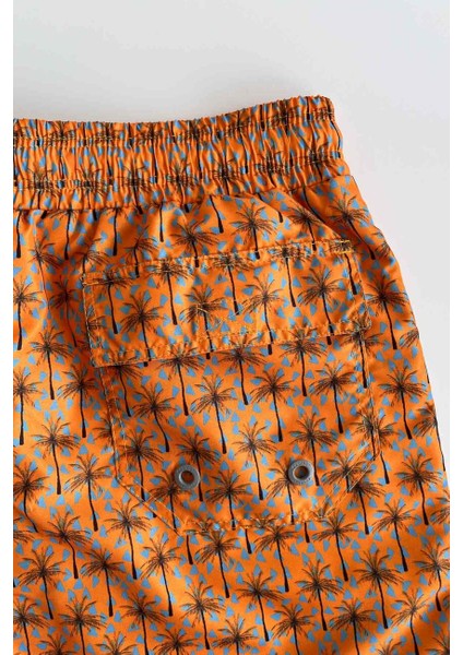 845 Erkek Hardal Palmiye Desenli Deniz Şortu fırsatları