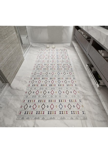 Oves Home Iskandinav Kilim Desenli Kaymaz Taban Yıkanabilir Renkli Halı