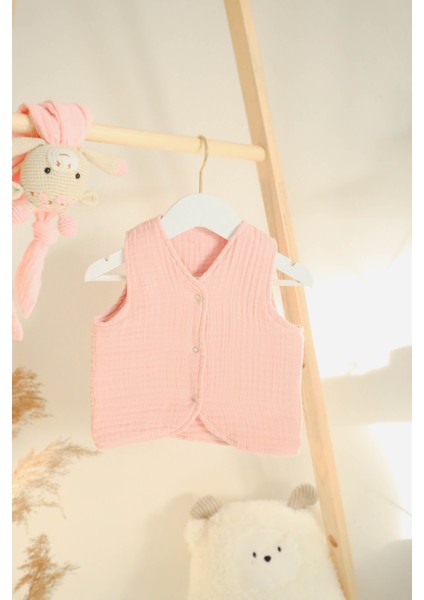 Müslin Pamuk Kız Bebek - Çocuk Yeleği 8 Kat 4 Mevsim