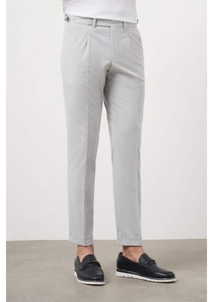 Erkek Gri Poliviskon Trend Pileli Slim Fit Spor Pantolon fiyatları