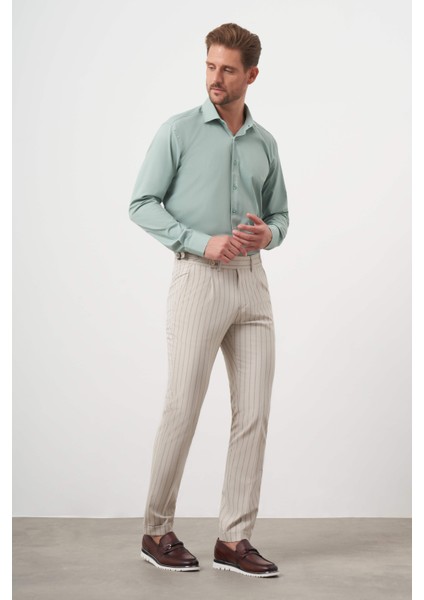 Erkek Bej Poliviskon Trend Pileli Slim Fit Spor Pantolon indirimleri