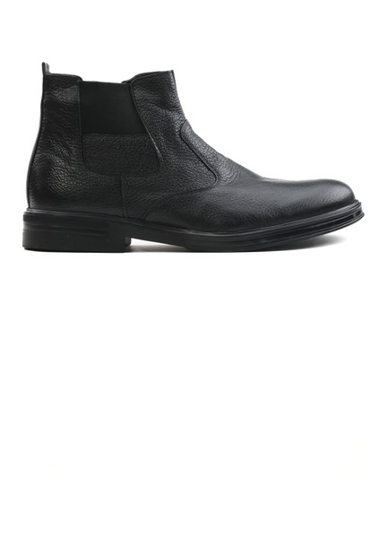 Erkek Siyah Casual Fermuarlı Chester Yarım Bot