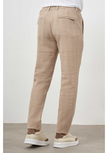 Erkek Bej Poliviskon Trend Ipli Jogger Slim Fit Spor Pantolon indirimleri