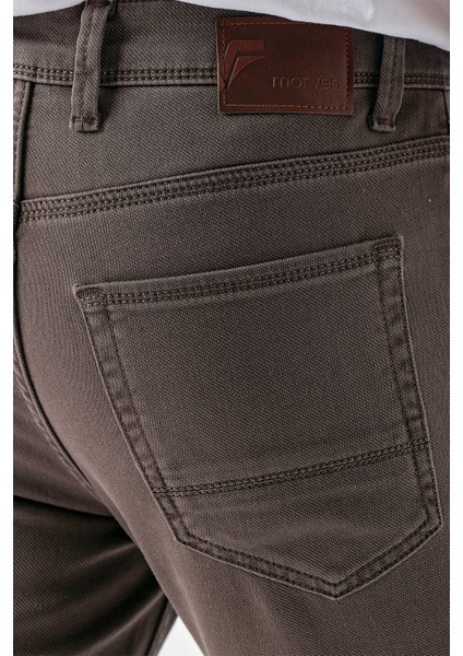 Erkek Kahve Mevsimlik Pamuk 5 Cep Slim Fit Jean Pantolon indirimleri