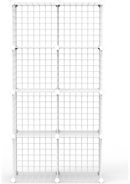 8 Bölmeli Tel Küp Çok Amaçlı Organizer Raf Beyaz 33CM Mutfak, Oyuncak, Kiler, Depolama Rafı