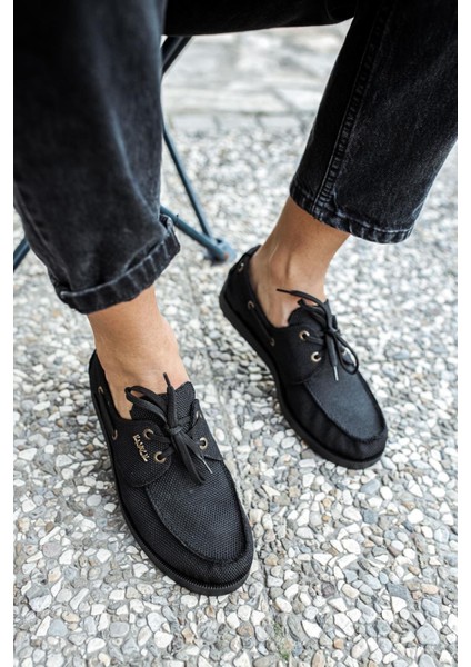 Mevsimlik Keten Ayakkabı 008 Siyah (Siyah Taban) fırsatları