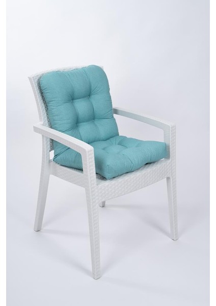 Candy Mint Pofidik Arkalıklı Sandalye Minderi Özel Dikişli Bağcıklı 43X88cm