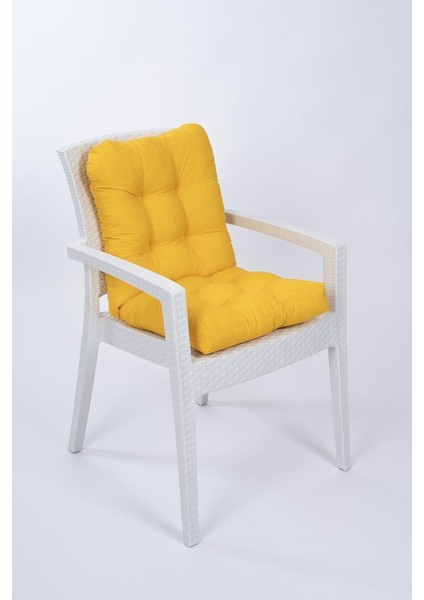 Candy Sarı Pofidik Arkalıklı Sandalye Minderi Özel Dikişli Bağcıklı 43X88 cm
