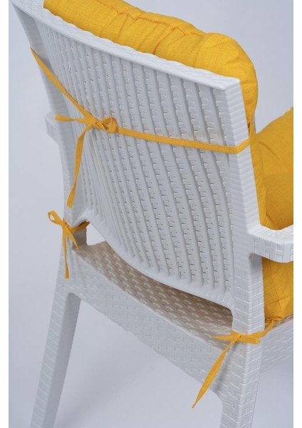 Candy Sarı Pofidik Arkalıklı Sandalye Minderi Özel Dikişli Bağcıklı 43X88 cm modelleri