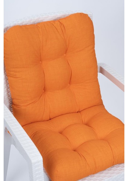 Candy Turuncu Pofidik Arkalıklı Sandalye Minderi Özel Dikişli Bağcıklı 43X88 cm