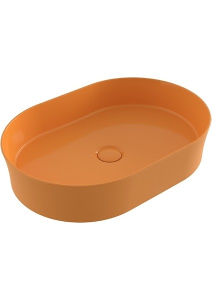 Bocchi Sottile Slim Line Tezgah Üstü Elips 55X38 cm Lavabo Parlak Mandalina Sarısı