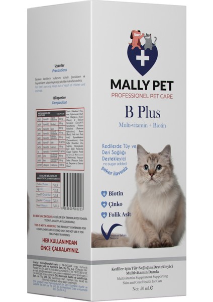 Kediler Için Tüy Dökülmesi Engelleyici Tüy Sağlığı Damlası Plus B 50 ml