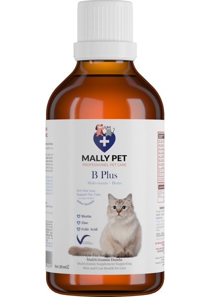 Kediler Için Tüy Dökülmesi Engelleyici Tüy Sağlığı Damlası Plus B 50 ml