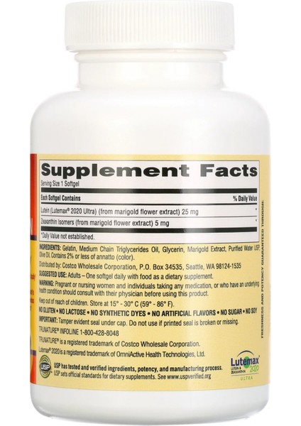 Vision Complex Lutein And Zeaxanthin 140 Softgel