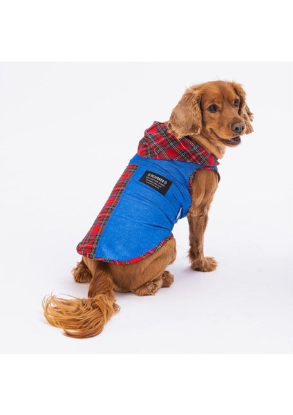 Denim & Plaid Kedi Köpek Gömleği - Kedi Köpek Kıyafeti L