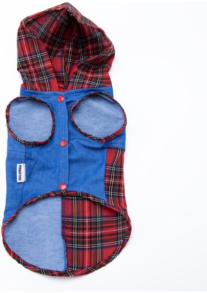 Denim & Plaid Kedi Köpek Gömleği - Kedi Köpek Kıyafeti L fırsatları