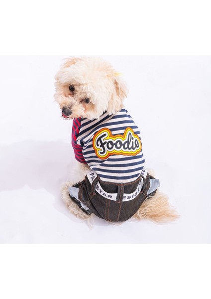 Lacivert Foodie Köpek Tulumu Köpek Kıyafeti Kedi Kıyafeti Xl