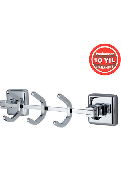 KU10-038 Paslanmaz Pirinç Kumru 3'lü Askılık Havluluk Banyo Askısı