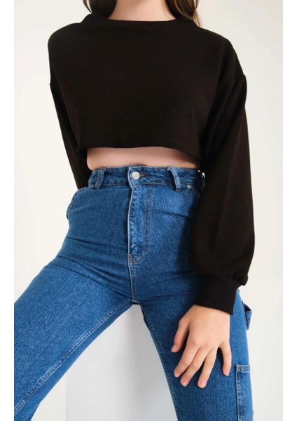 3 Iplik Crop Sweatshirt