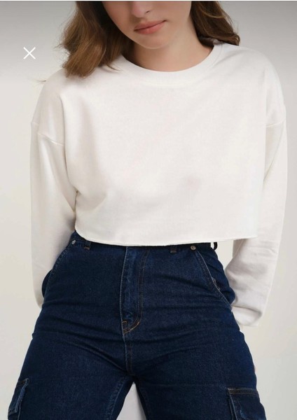 3 Iplik Crop Sweatshirt