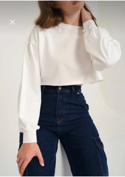 3 Iplik Crop Sweatshirt modelleri