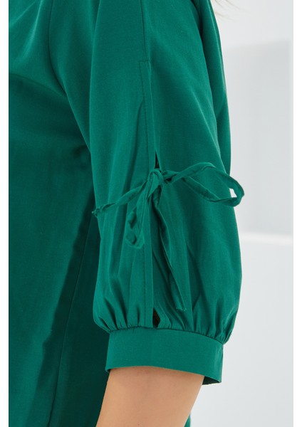 Kadın Kol Detaylı Zümrüt Yeşili Crop Gömlek 20246 fırsatları