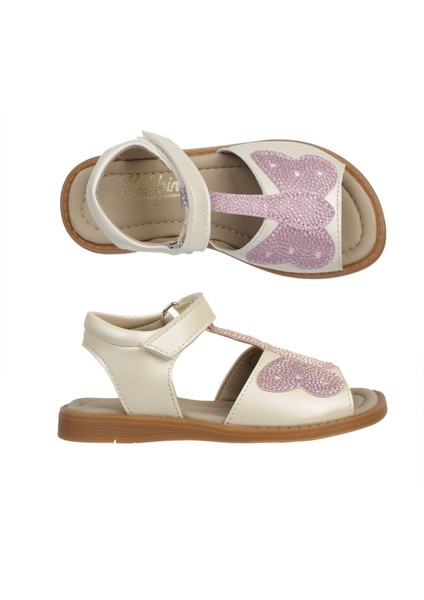 Mariposa-Kelebekli Ekru Vegan Kız Çocuk Sandalet