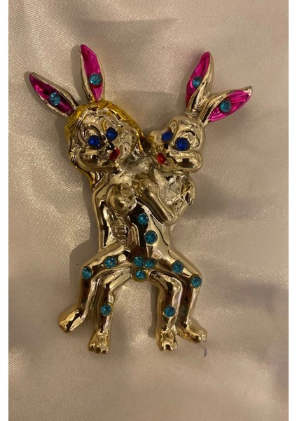 Magnet Playboy Tavşan Eroti K Figürlü Taşlı Metal Mıknatıs Magnet 4
