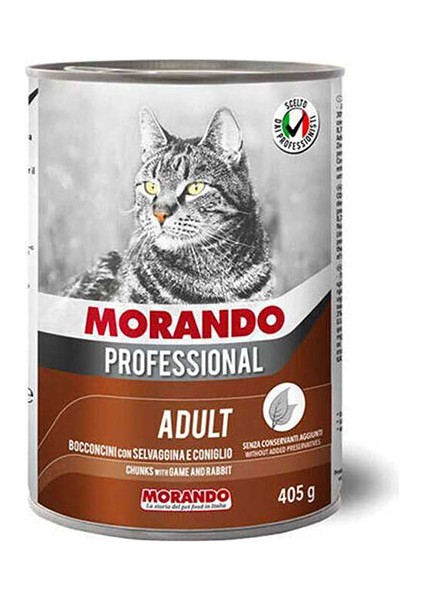 Professional Av Hayvanlı ve Tavşanlı Yetişkin Kedi Konservesi 24 Adet 405 gr