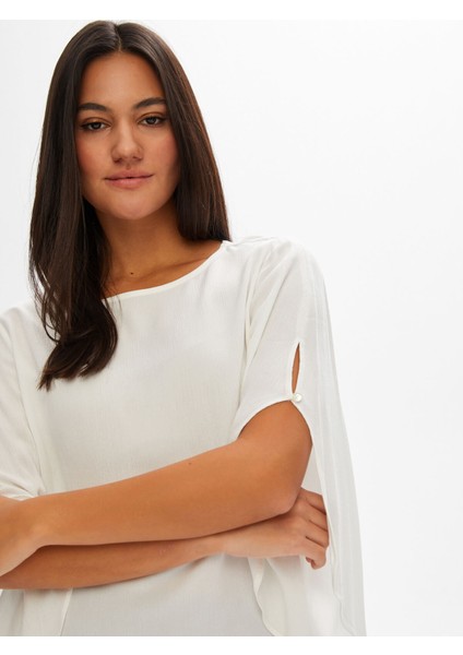 Kendinden Dokulu Yuvarlak Yaka Dokuma Bluz 68154 modelleri