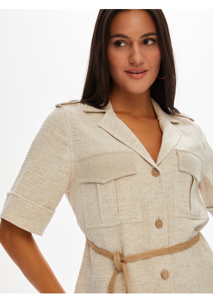 Keten Karışımlı Safari Form Müslin Ceket 68699 fırsatları