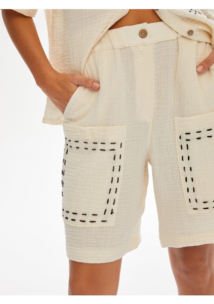 Resort Cepleri El Işi Detaylı Müslin Şort 68810 fırsatları