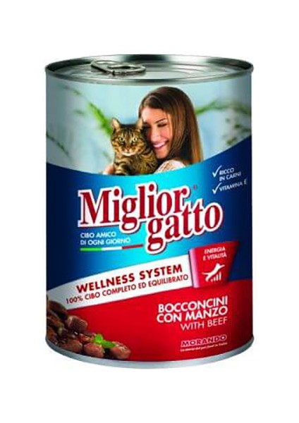 Gatto Biftekli Yetişkin Kedi Konservesi 12 Adet 405 gr