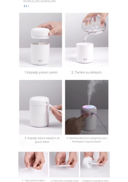 Taşınabilir Ultrasonik Hava Nemlendirici Buhar Makinesi ve Aroma Difüzörü indirimleri