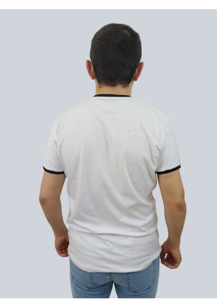 Erkek Kindness Sıfır Yaka Basic Beyaz Tişört
