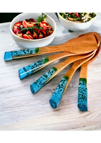 Gece Mavisi Serisi 5 Parça Tahta Servis ve Pişirme Mutfak Seti Takımı 29 Cm. fiyatları