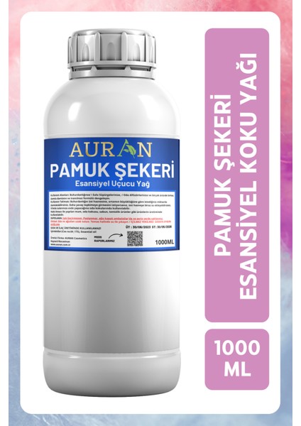 Pamuk Şekeri Esansiyel Uçucu Yağ Esans Koku Yağı Hobi Esans Mum Sabun Oda Kokusu 1000ML