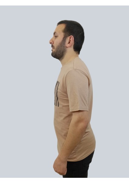 Erkek Tiger Sıfır Yaka Basic Bisküvi Tişört