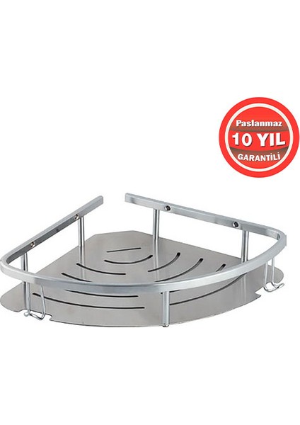 Paslanmaz Çelik 1'li 19X19 cm Mat Şampuanlık Köşe Süngerlik