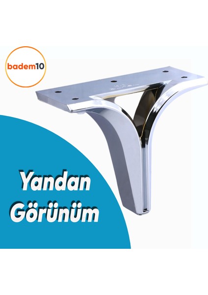 Begonya Lüks Mobilya Kanepe Sehpa Tv Ünitesi Çekyat Yükseltici Koltuk Ayağı Baza Ayak Krom 12 cm
