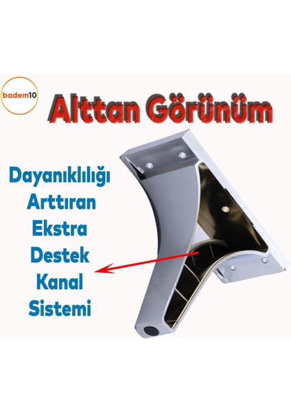 Begonya Lüks Mobilya Kanepe Sehpa Tv Ünitesi Çekyat Yükseltici Koltuk Ayağı Baza Ayak Krom 12 cm