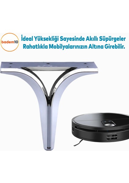 Begonya Lüks Mobilya Kanepe Sehpa Tv Ünitesi Çekyat Yükseltici Koltuk Ayağı Baza Ayak Krom 12 cm