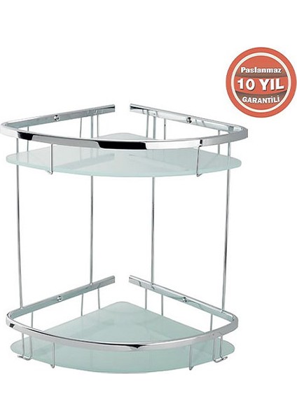 Paslanmaz Pirinç Karmina 2'li 18 x 18 cm Camlı Şampuanlık Süngerlik Köşelik