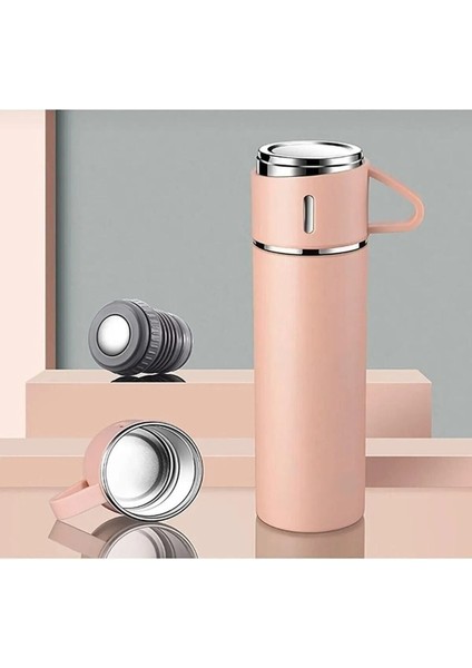 Vacuum Flask Set Üç Bardaklı Kutulu Termos Seti 500 ml