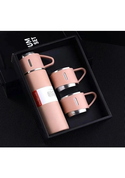 Vacuum Flask Set Üç Bardaklı Kutulu Termos Seti 500 ml