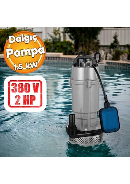 Alüminyum Gövdeli 2 Hp Dalgıç Tip Temiz Su Pompası Rainpump 1.5 Kw Trifaze Kuyu Drenaj Boşaltma