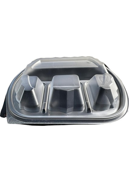 Şeffaf Kapaklı Sıcak Soğuk Isıya Dayanıklı Yemek Salata Kabı - 4 Bölmeli - 21X25 Cm. - 10 Adet