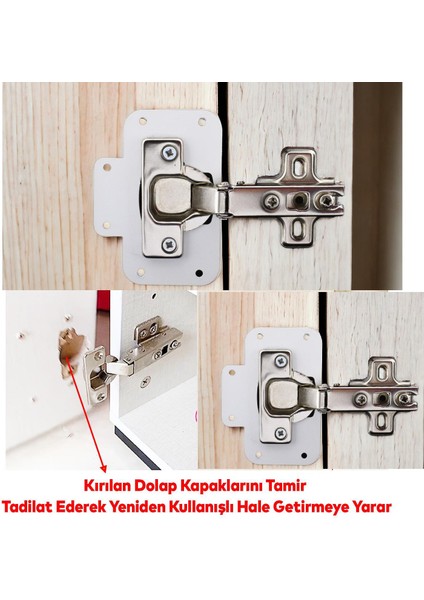 Dolap Kapak Taş Tas Menteşe Tamir Sacı 6 Adet Pratik Onarım Kiti Yuva Tablası 6,5x9 Beyaz Renk fırsatları