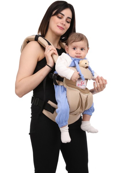 Momella Baby Ergonomik Kanguru Bebek Taşıma (Bej - Kahverengi)