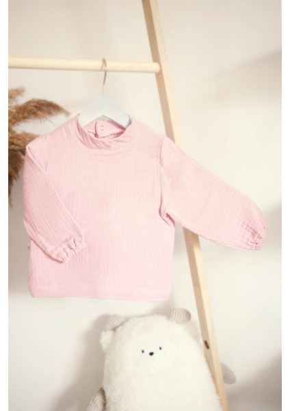 4 Kat Müslin Pamuk Kız Çocuk Sweatshirt - Pantolon Takım